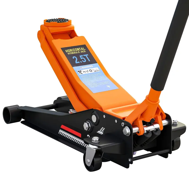 Homcom 2.5-Ton Low-Profile Hydraulic Floor Jack – Orange Compact Lifter With 7.5–47 Cm Range & Rolling Wheels 1