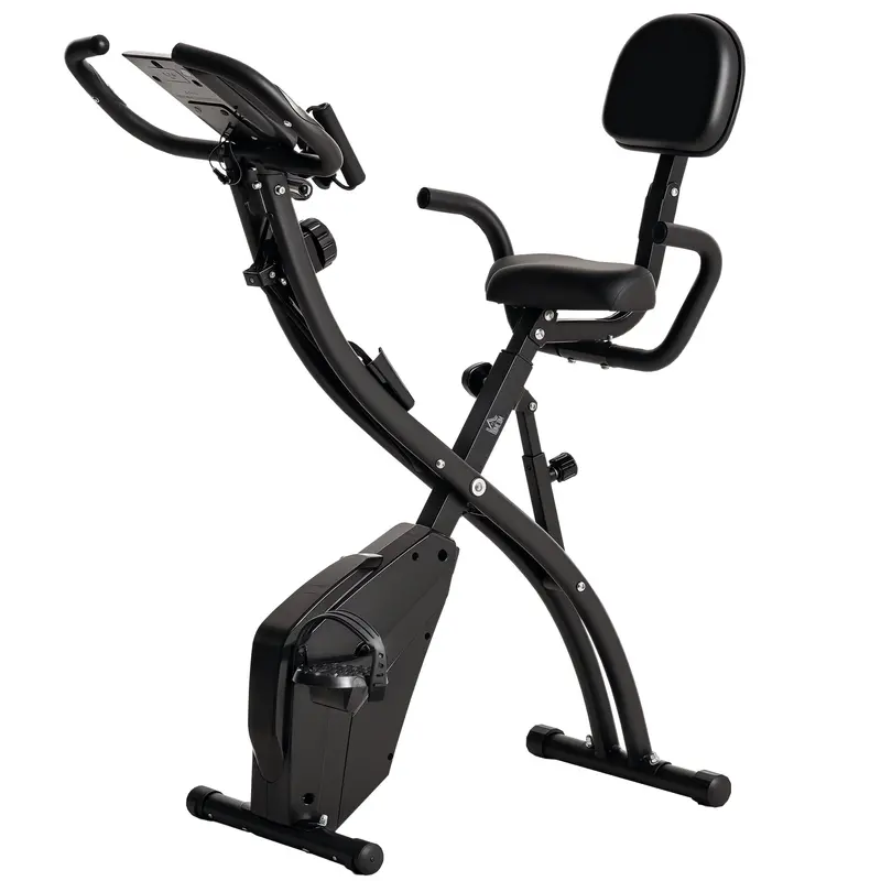 Homcom 2-In-1 Magnetic Exercise Bike – Foldable Stationary Cycle With Arm Resistance Bands & Pulse Sensor, Black 1