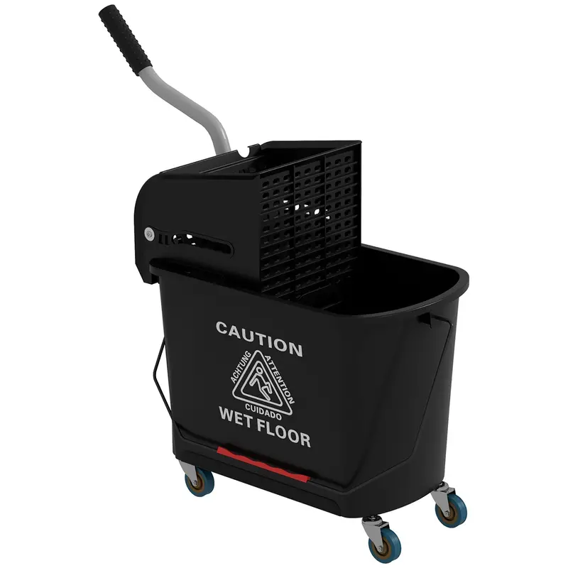 Homcom 20-Litre Compact Mop Bucket On Wheels With Dual-Chamber Water Separation – Black 1