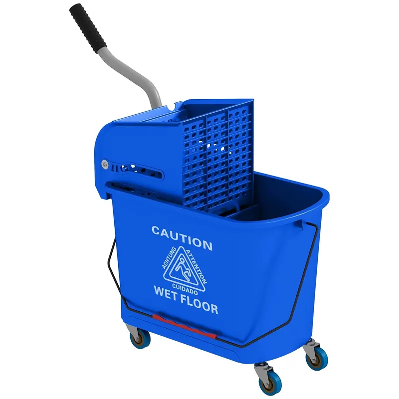 Homcom 20-Litre Compact Mop Bucket On Wheels With Dual-Chamber Water Separation – Blue 1
