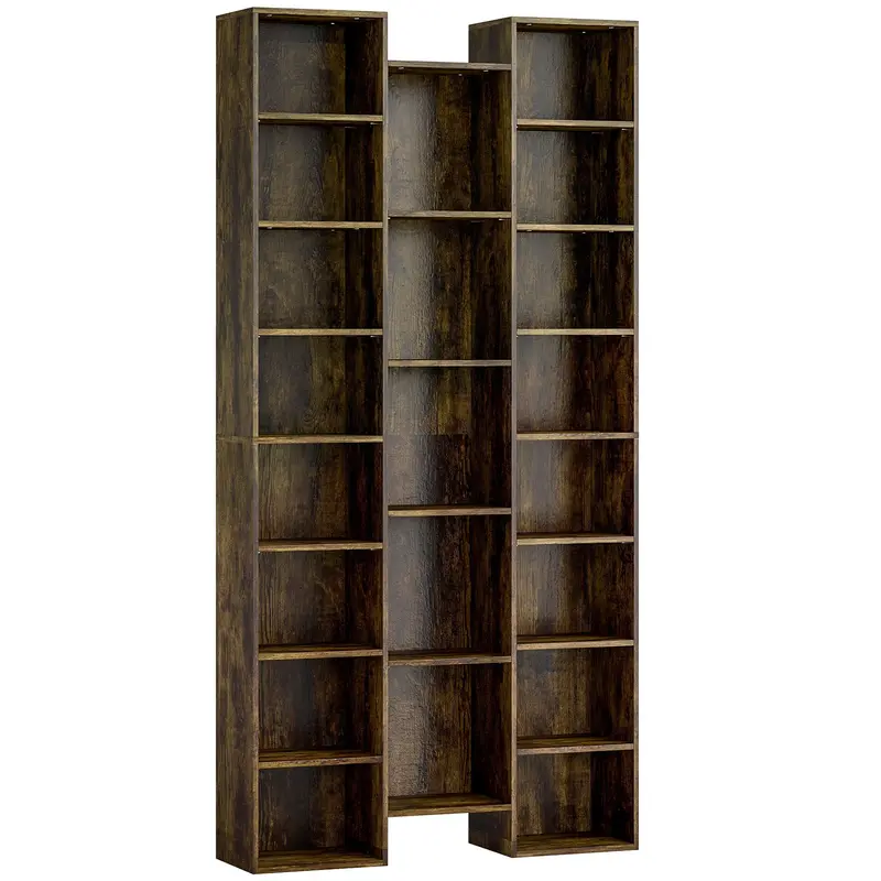 Homcom 21-Compartment Wooden-Effect Bookshelf – Warm Brown Finish Storage Shelf 1
