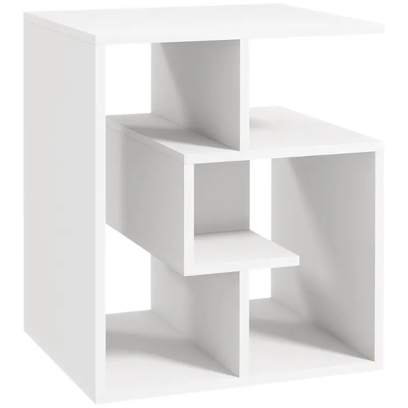 Homcom 3-Tier Open Shelving Side Table – Minimalist End Table For Living Room Or Bedroom, White 1