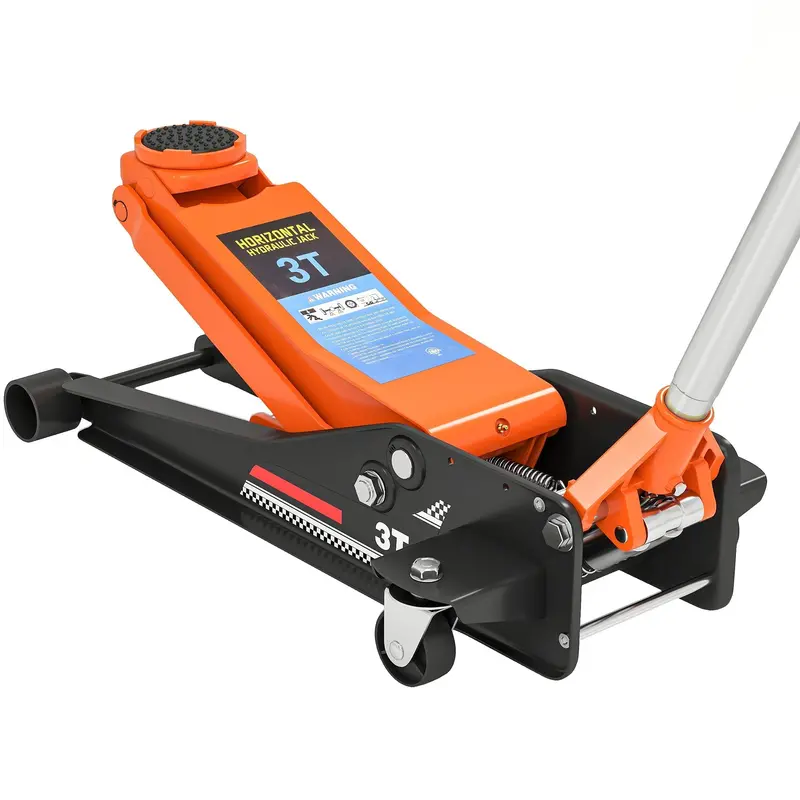 Homcom 3-Ton Low-Profile Hydraulic Floor Jack – Compact Orange Lifter With 7.5–50.5 Cm Range & Mobility Wheels 1