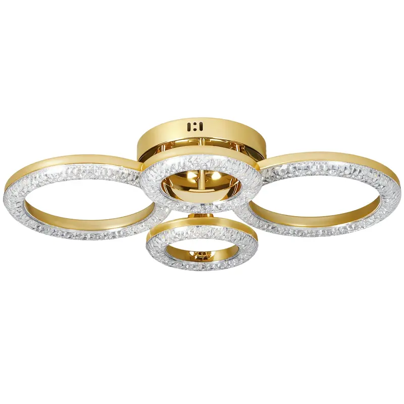 Homcom 4-Ring Led Ceiling Light – Contemporary Flush Mount With Tunable White Light & Wall Control (Gold, 40W) 1