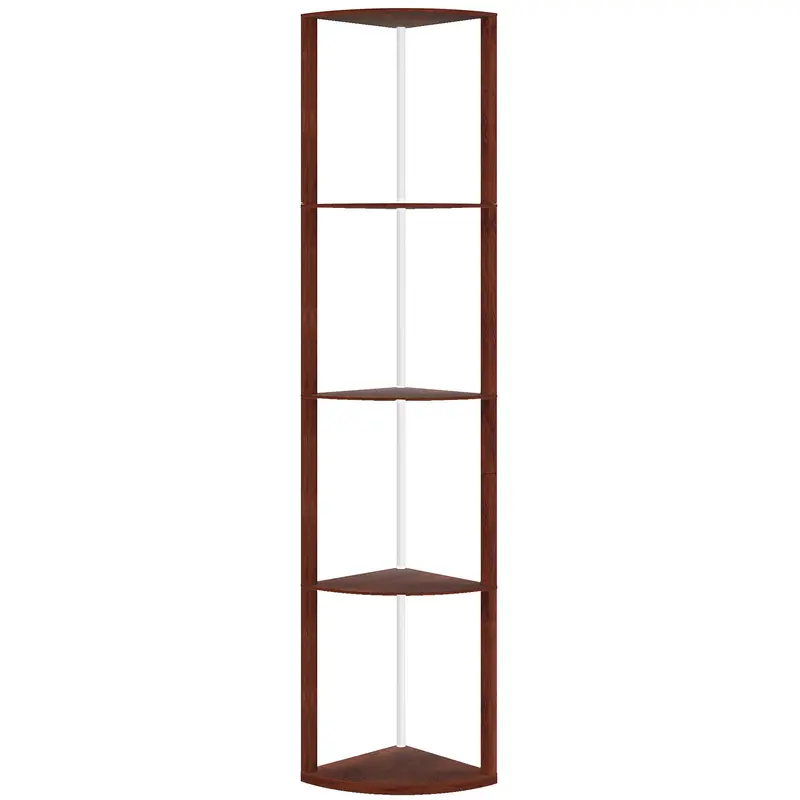 Homcom 4-Tier Rgb Led Floor Lamp With Built-In Shelves And Multiple Lighting Modes – Brown 1