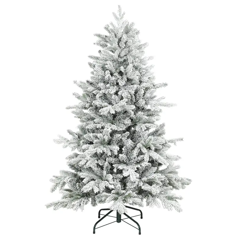 Homcom 5-Foot Snow-Flocked Artificial Christmas Tree – Festive Pre-Lit Xmas Decor 1