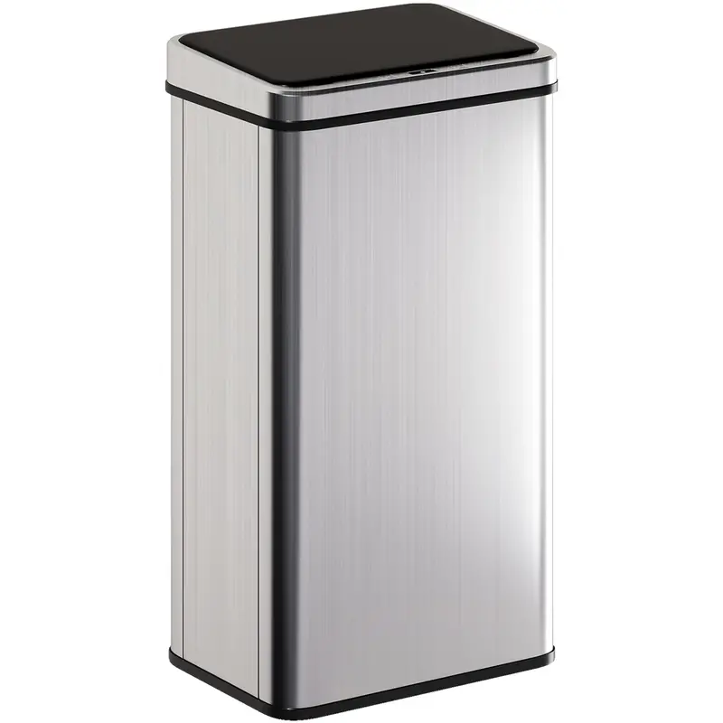 Homcom 50L Touchless Sensor Trash Can With Soft-Close Lid And Fingerprint-Resistant Stainless Steel Finish 1