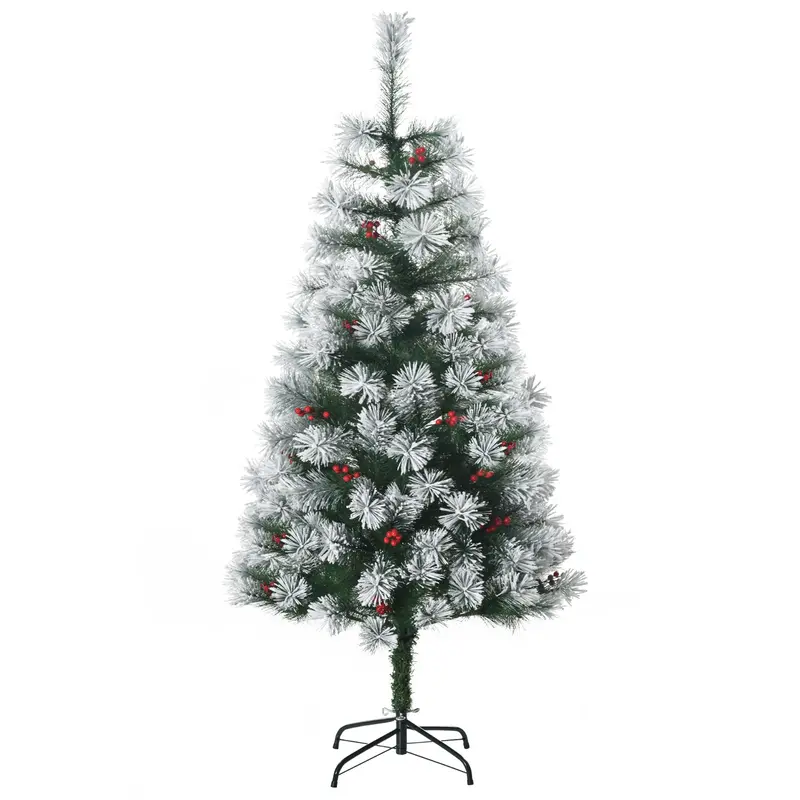 Homcom 5Ft (150Cm) Berry-Themed Artificial Xmas Tree – Full-Bodied Design With Metal Stand & 184 Tips 1