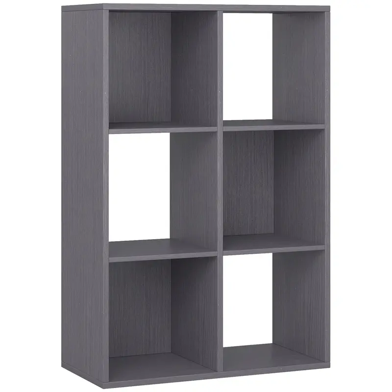 Homcom 6-Cube Bookshelf – Modern Grey Modular Storage Unit For Books Or Decor 1