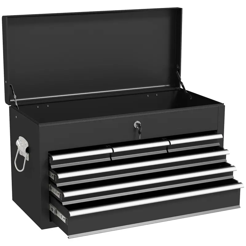 Homcom 6-Drawer Portable Steel Tool Box With Locking Mechanism And Keys – Black 1