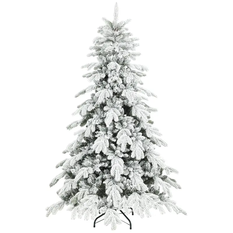 Homcom 6-Foot Super-Flocked Artificial Christmas Tree – Ultra-Realistic Winter-Themed Tree 1