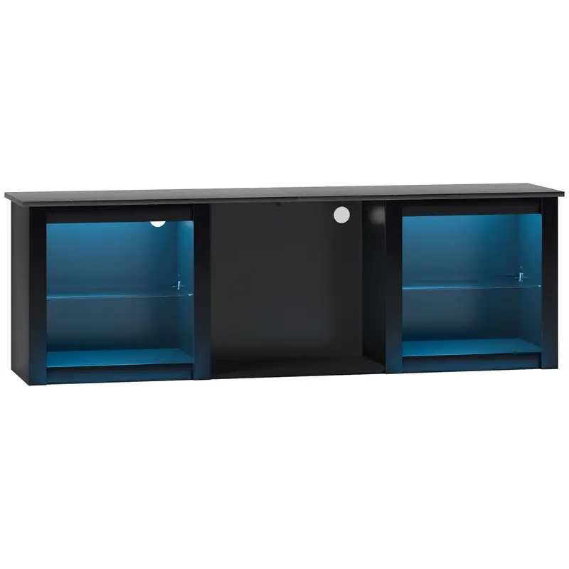Homcom 65-Inch Tv Stand – Modern Media Console With Led Backlighting, Cabinets & Open Shelving (Black) 1