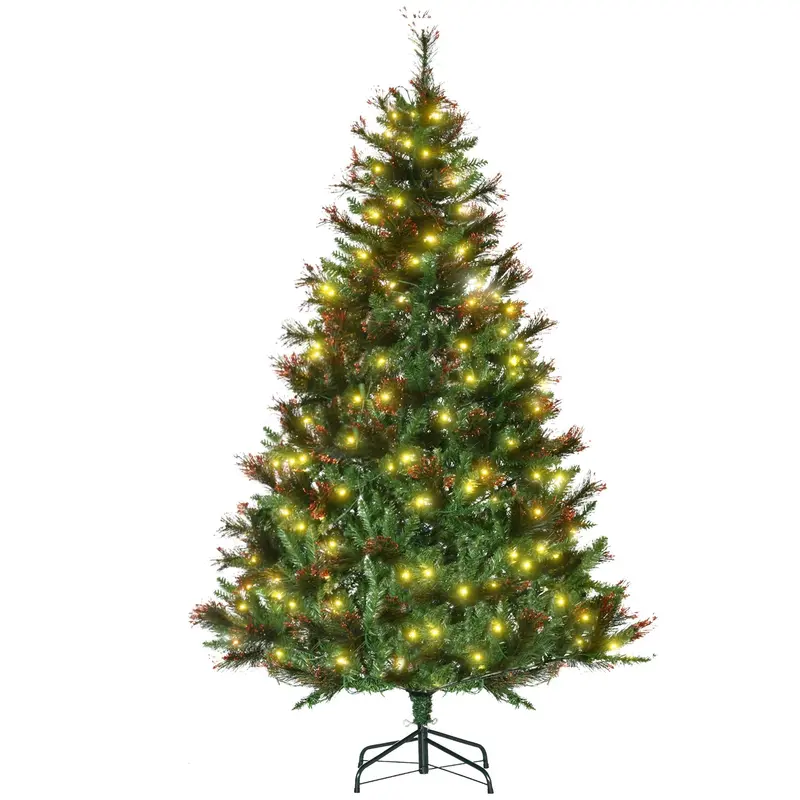 Homcom 6Ft Pre-Lit Artificial Spruce Christmas Tree With Warm White Leds 1
