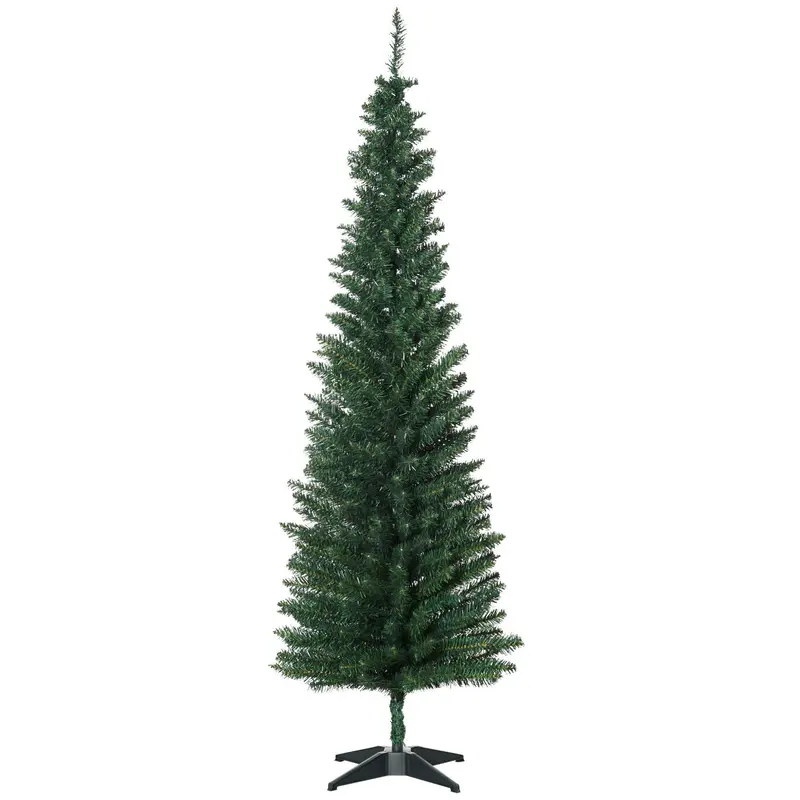 Homcom 6Ft Unlit Realistic Pencil Christmas Tree With Stable Metal Base 1