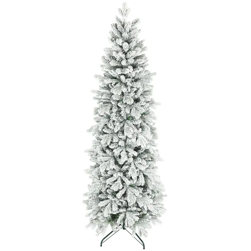 Homcom 7-Foot Flocked Artificial Christmas Tree – Dense, Wintry Holiday Tree 1