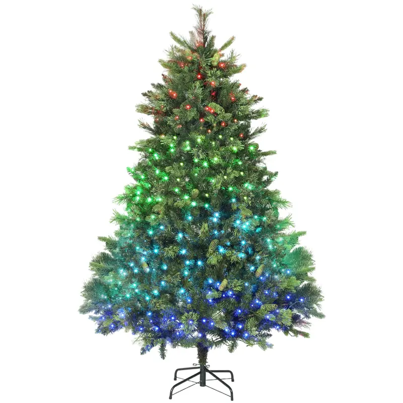 Homcom 7-Foot Pre-Lit Artificial Pine Christmas Tree With Remote Control – Festive Led Holiday Tree 1
