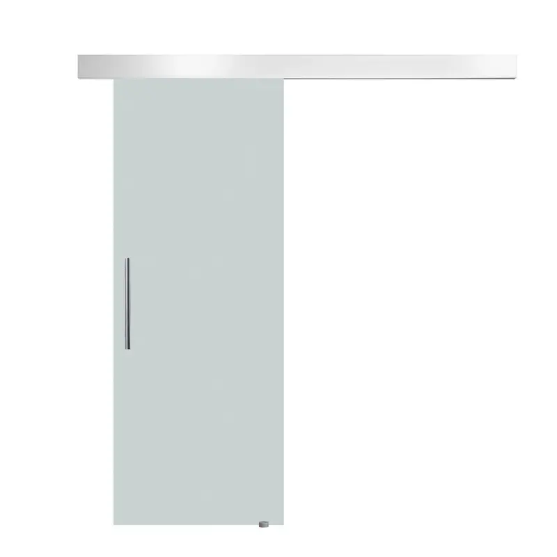 Homcom 90Cm Frosted Glass Sliding Door Kit – Aluminium Track, Opaque Diy Interior Divider 1