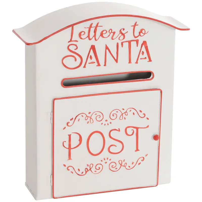 Homcom A5 Holiday Letter Box – Classic White & Red Christmas Postbox For Home Or Office 1