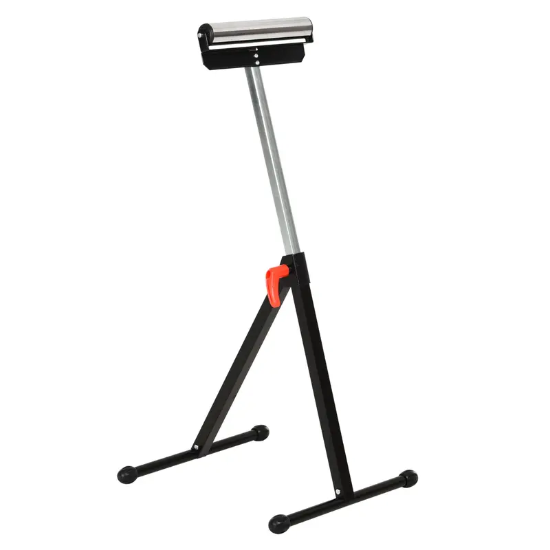 Homcom Adjustable Folding Roller Stand – Portable Metal Pedestal With Ball-Bearing Rollers, Black 1
