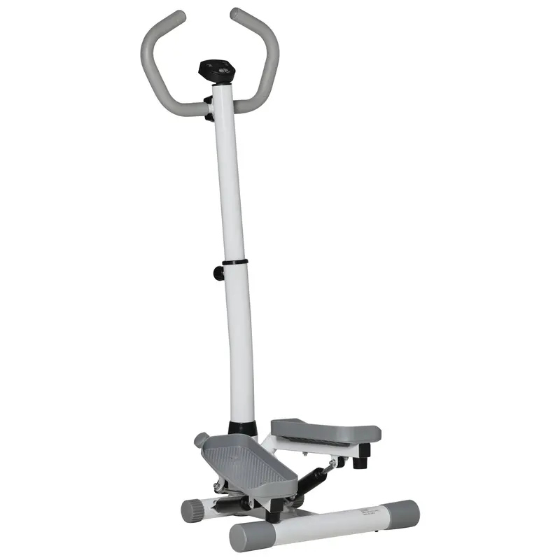 Homcom Adjustable Twist Stepper With Lcd Display, Ergonomic Handlebars, And Home Fitness Tracking – White/Grey 1