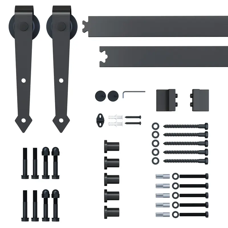 Homcom Antique-Style Barn Door Sliding Kit – 6.6Ft Carbon Steel Track System For Single Wooden Doors 1