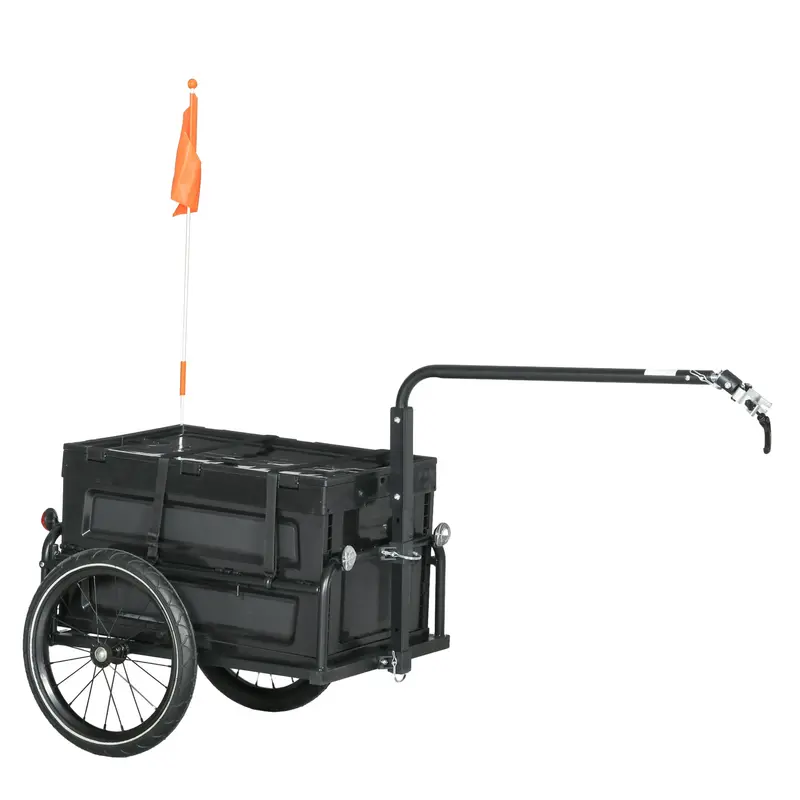 Homcom Bike Cargo Trailer – 65L Foldable Steel Trailer With Reflectors, 40 Kg Max Load, Black 1