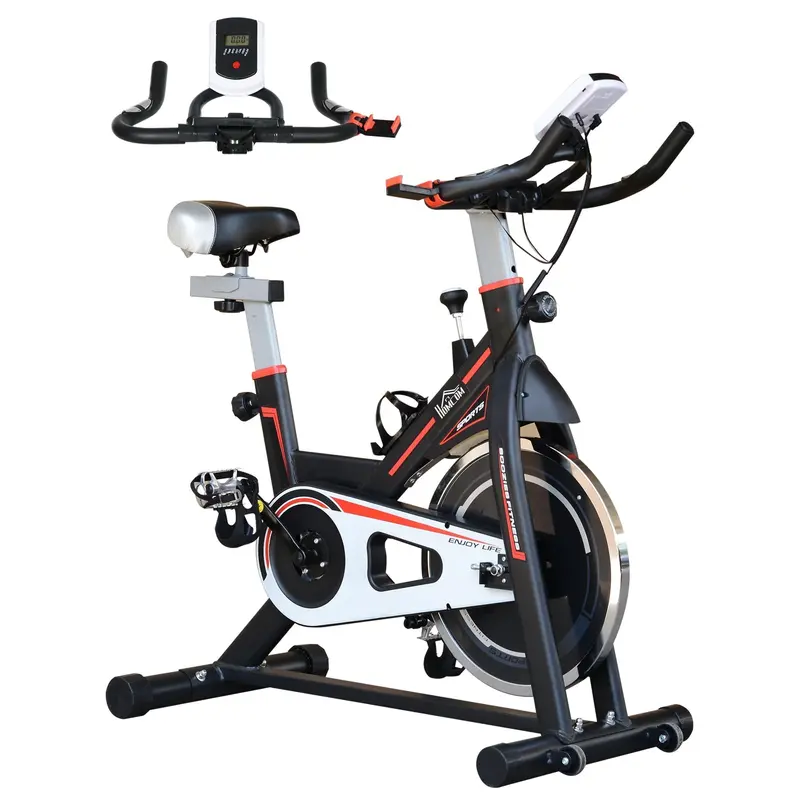 Homcom Black Indoor Exercise Bike With Lcd Display And Heart Rate Monitoring 1