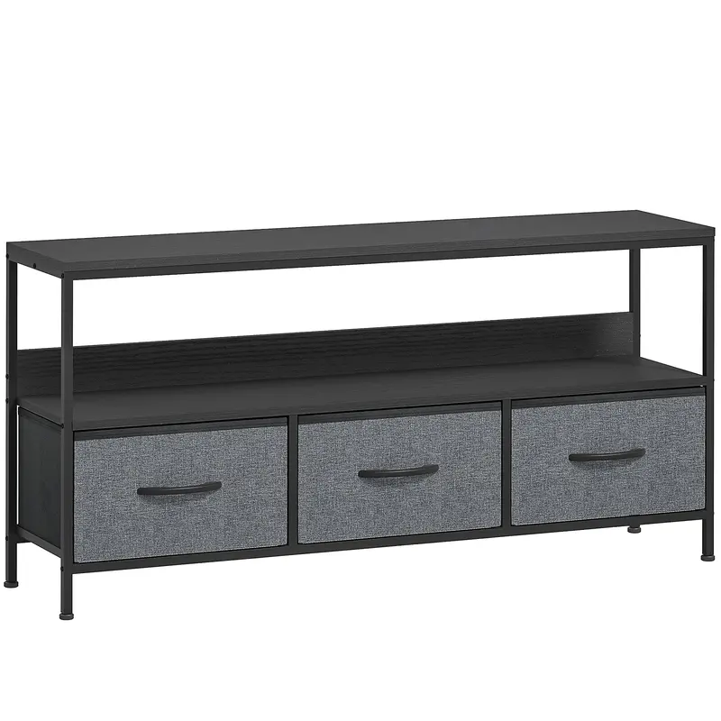 Homcom Black Tv Stand Cabinet – Stylish Media Unit With Three Foldable Storage Drawers 1