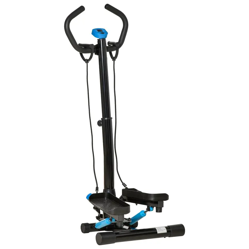 Homcom Blue & Black Adjustable Twist Stepper – Digital Fitness Step Trainer With Ergonomic Handlebars & Real-Time Workout Metrics 1