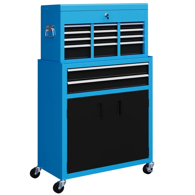 Homcom Blue Rolling Tool Chest – 6-Drawer Heavy-Duty Mobile Workshop Cabinet On Wheels 1