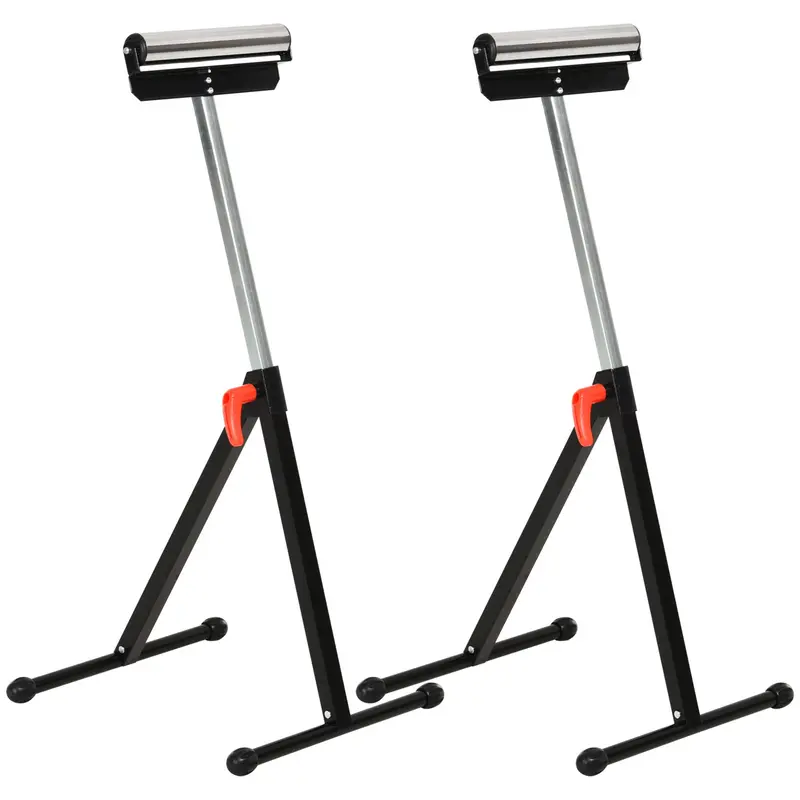 Homcom Dual Adjustable Folding Roller Stand – Portable Metal Pedestal With Ball-Bearing Rollers And Height Control 1