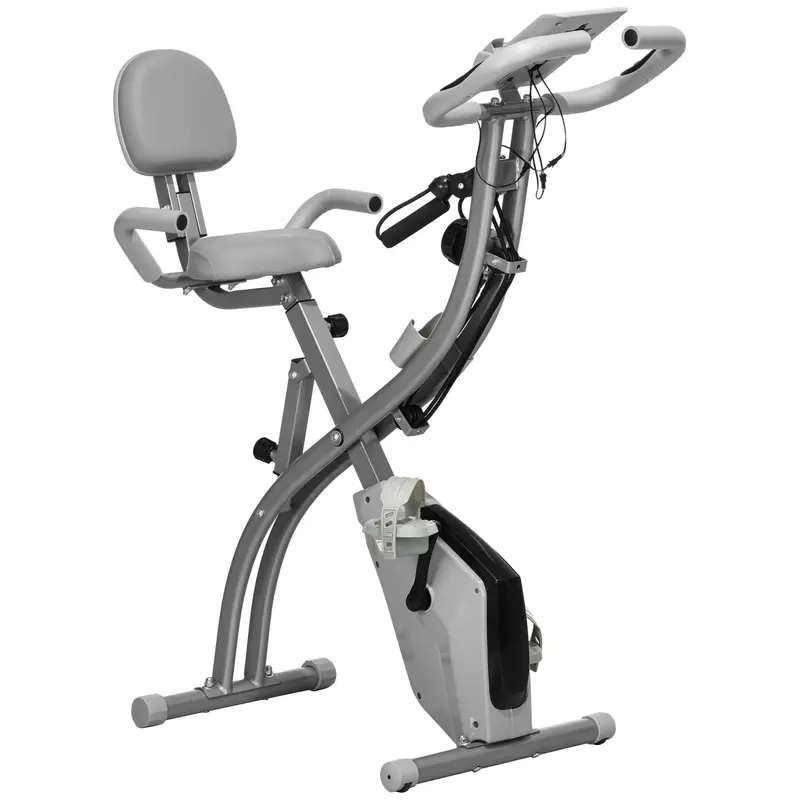 Homcom Foldable Dual-Mode Exercise Bike – 8-Level Magnetic Resistance, Arm Workout Band & Heart Rate Sensor (Grey) 1
