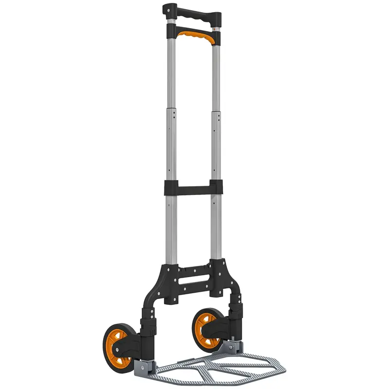 Homcom Foldable Hand Truck With Telescoping Handle – Lightweight 70Kg Capacity Sack Trolley For Home Or Office 1
