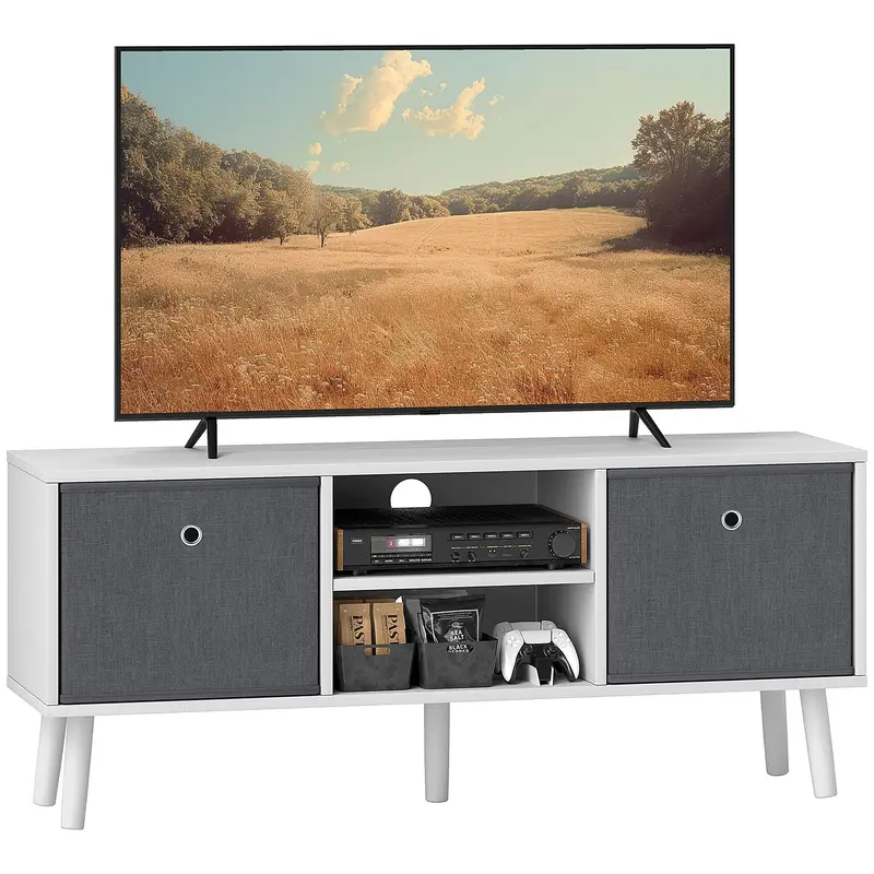 Homcom Foldable Tv Stand Cabinet – Supports Tvs Up To 50 Inches, White Finish 1