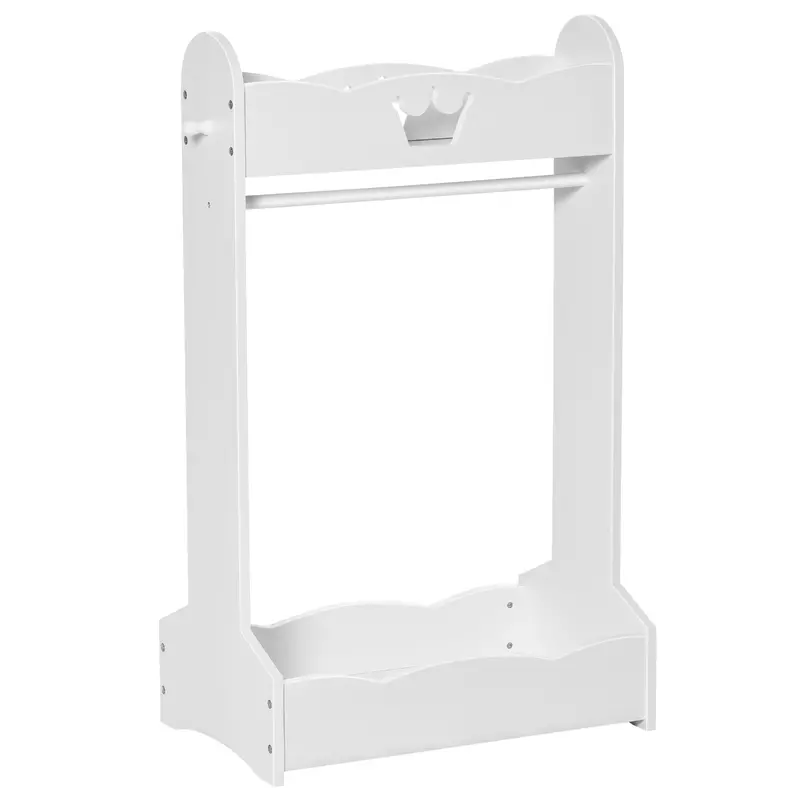 Homcom Freestanding Kids’ Clothing Rack – Wooden Garment Rail With Shelves For Toddlers Aged 3–8 Years (White) 1