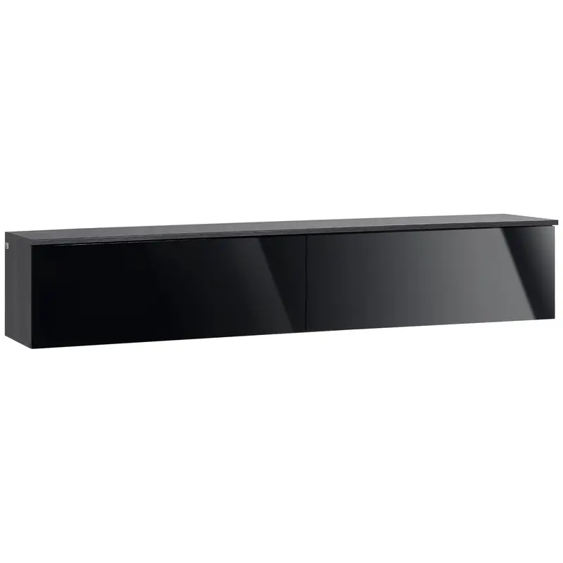 Homcom Grey & Black Floating Tv Stand – 160 Cm High-Gloss Wall-Mounted Media Unit For Tvs Up To 70 Inches 1
