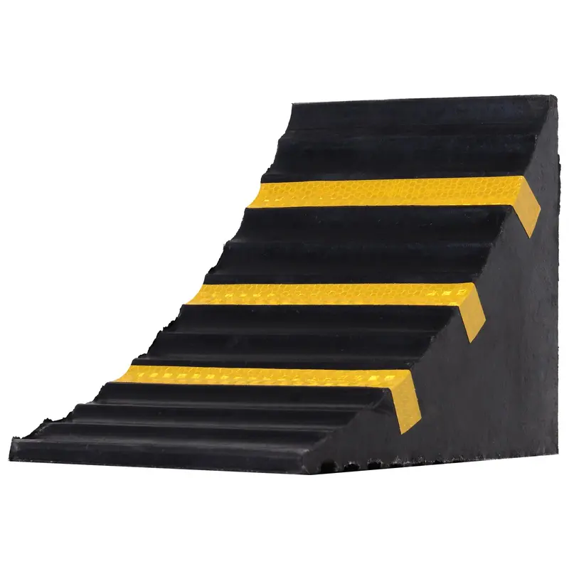 Homcom Heavy-Duty Rubber Wheel Chocks – Pair, 25 X 16 X 19 Cm With Ergonomic Handles 1