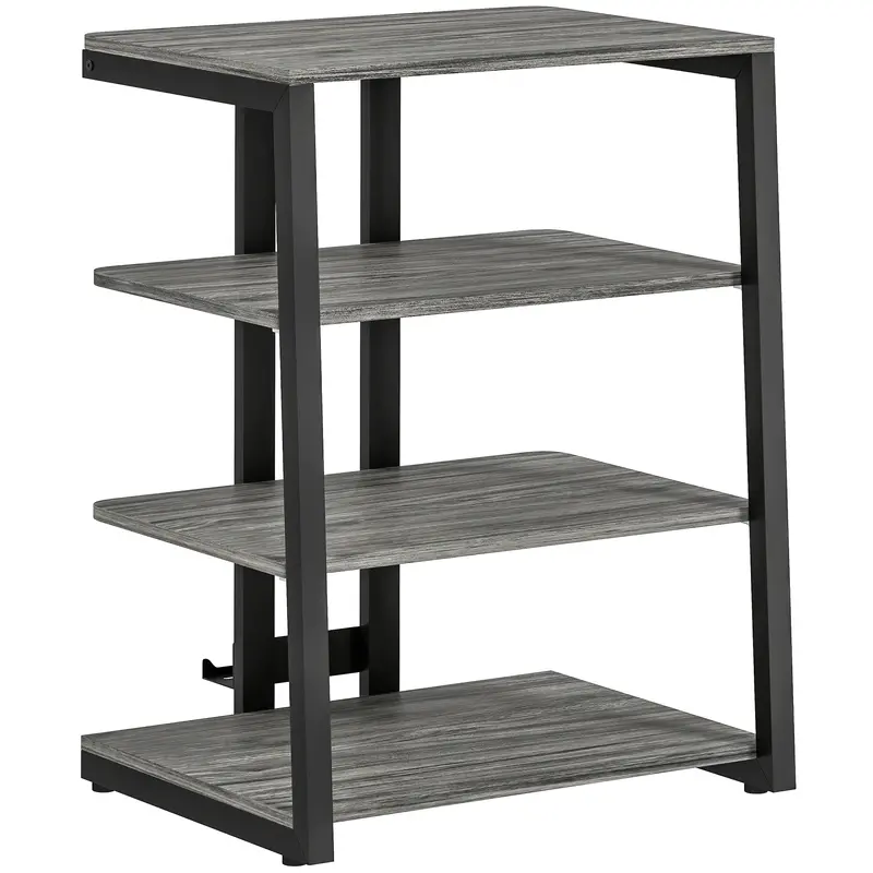Homcom Hi-Fi Equipment Stand – Four-Tier Dark Grey Audio Storage Unit 1
