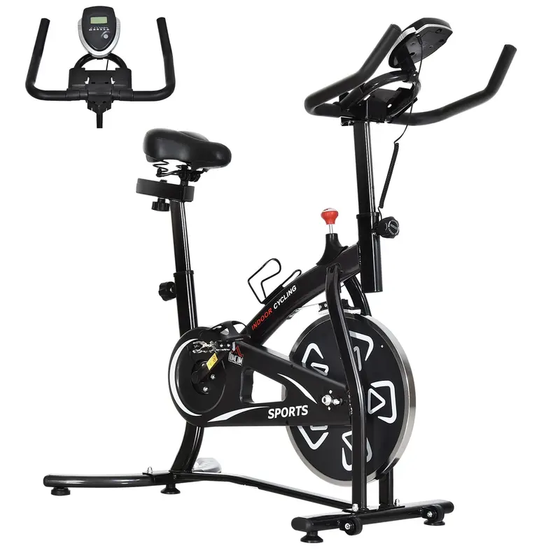 Homcom Indoor Cycling Bike With 6Kg Flywheel – Lcd Monitor, 8-Level Resistance, Padded Seat, And Bottle Holder For Cardio Training 1