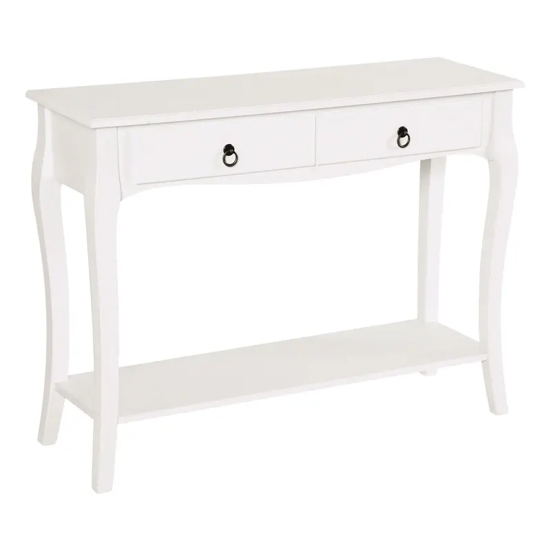 Homcom Ivory White Console Table – Slim Sofa-Side Desk With Shelves And Drawers For Living Room Or Entryway 1