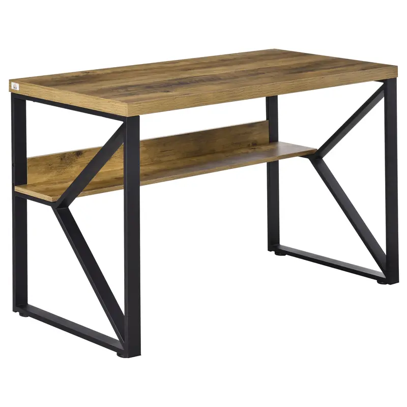 Homcom L-Shaped Computer Desk With Storage Shelf – Black And Wood-Effect Home Office Workstation 1