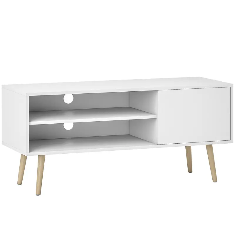 Homcom Minimalist Tv Stand For Screens Up To 55" – White 1