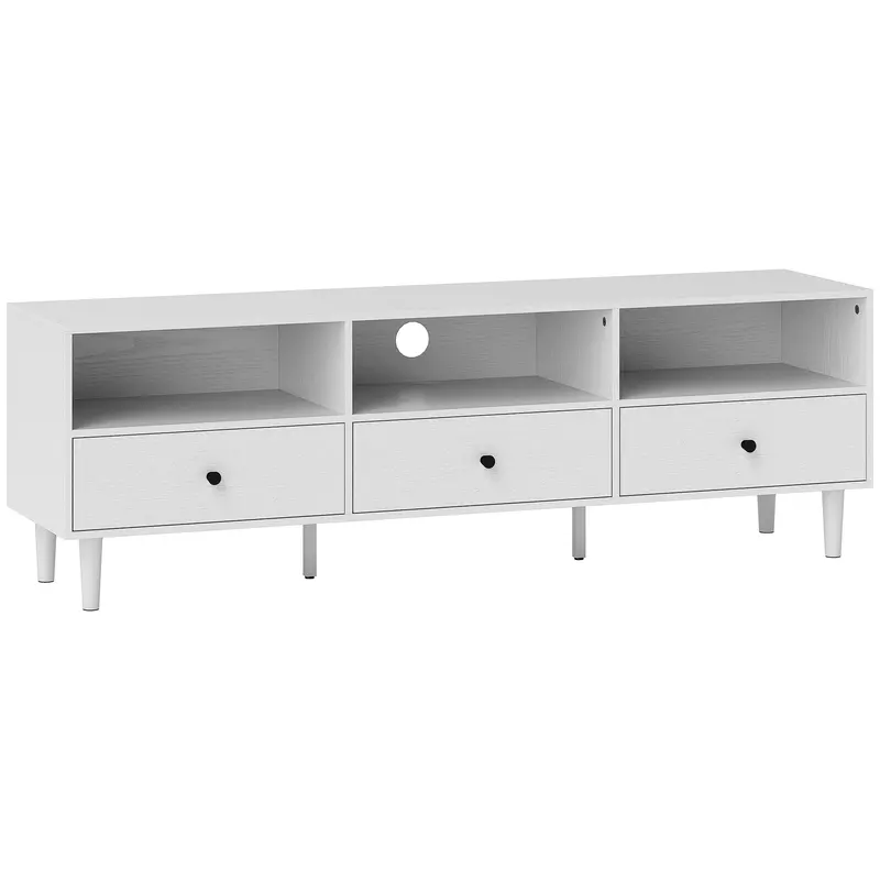 Homcom Minimalist White Tv Stand – Multi-Functional Media Console With Open Shelving And Hidden Storage Compartments 1