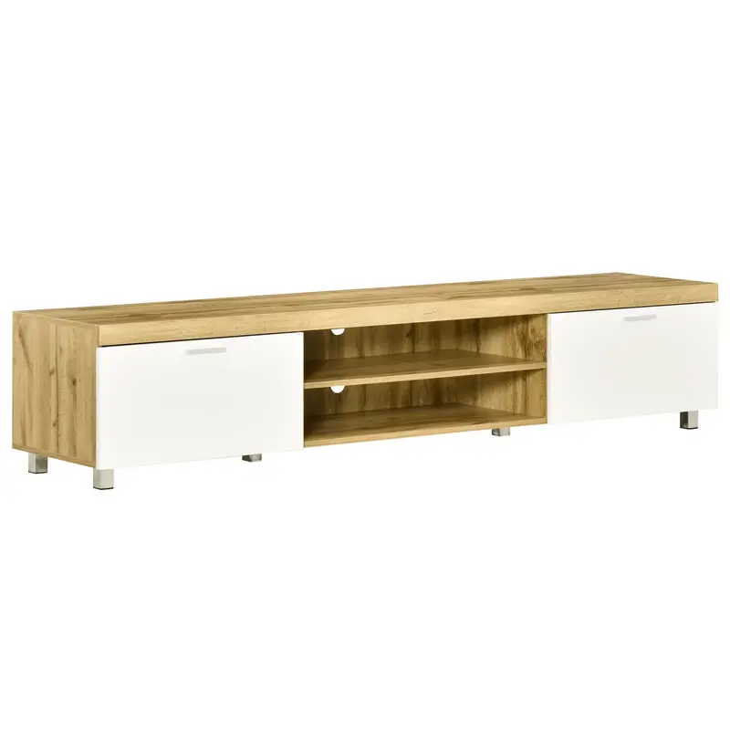 Homcom Modern Tv Stand Entertainment Unit Supporting Screens Up To 90 Inches With Concealed Storage 1