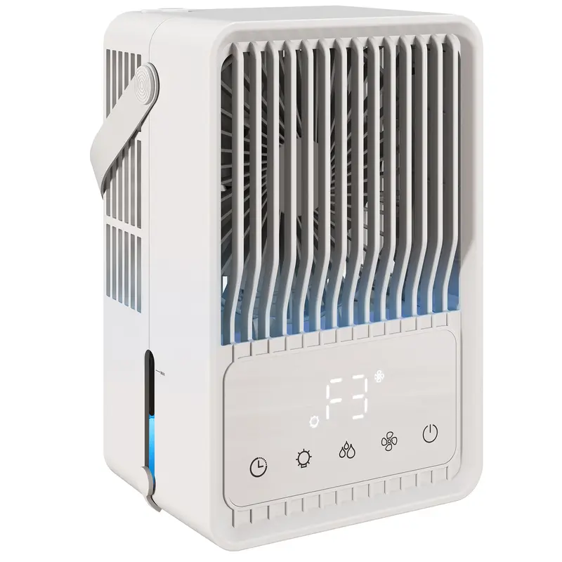 Homcom Portable Desk Fan With Humidifier & Rgb Lighting – 550Ml Water Tank, White 1
