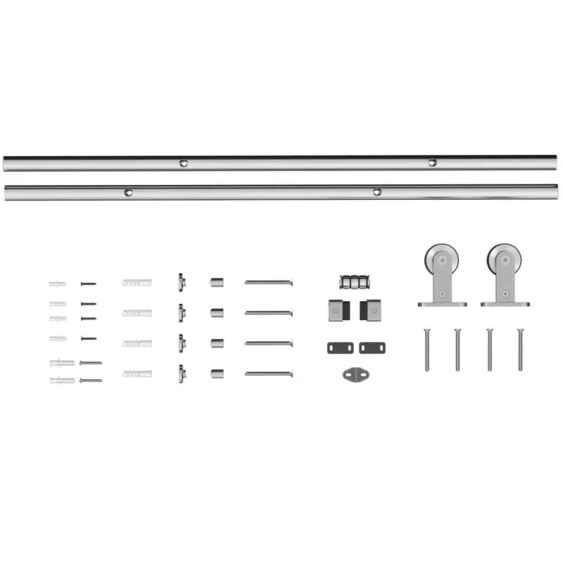 Homcom Quiet-Glide Sliding Door Kit – 180 Cm 304 Stainless Steel Track System, Silver 1