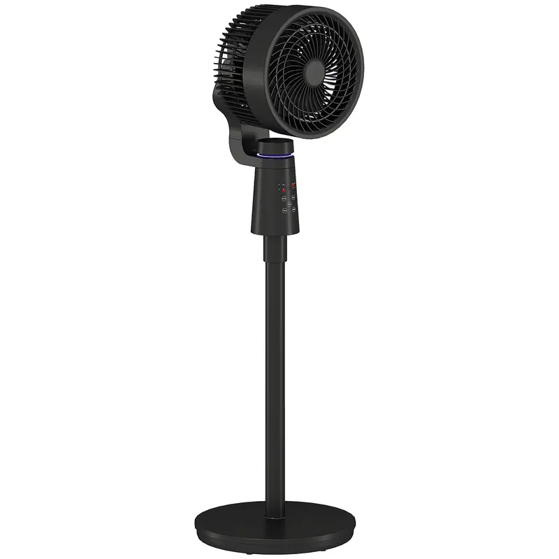 Homcom Quiet Pedestal Fan – Black Oscillating Air Mover With Light-Off Feature 1