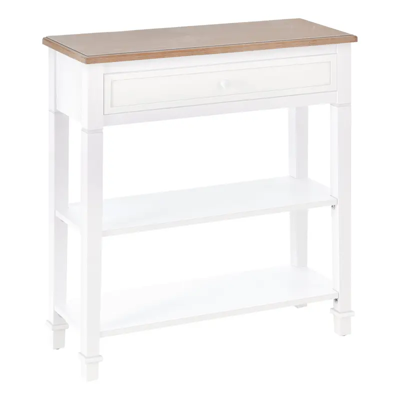 Homcom Retro Console Table – Hallway Sideboard With Drawer, Two Shelves, And Elegant Handle Design For Living Rooms Or Bedrooms 1