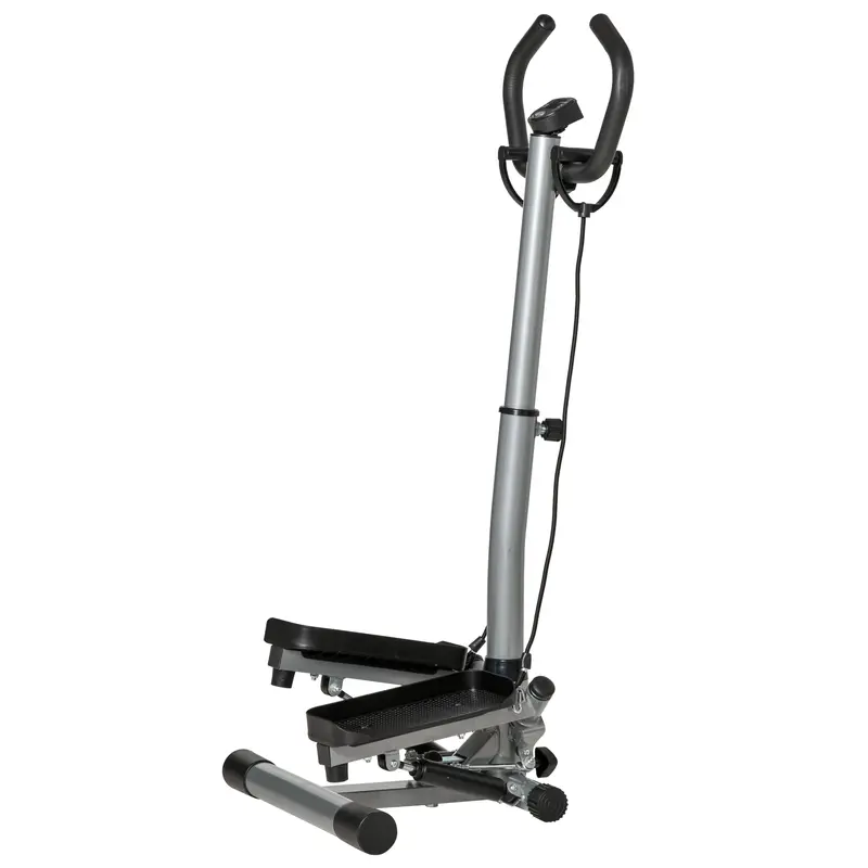 Homcom Silver & Black Twist Stepper – Lcd-Fitted Home Exercise Machine With Height-Adjustable Handles & Cardio Tracking 1