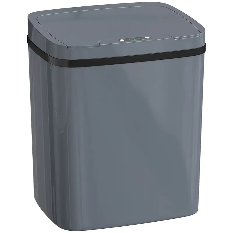 Homcom Smart 15L Hands-Free Kitchen Bin – Auto-Open Sensor Lid, Compact & Clean, Light Grey 1